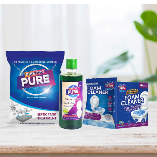 Pristino Pure Complete Toilet Hygiene Combo – Septic, Liquid & Foam Cleaners